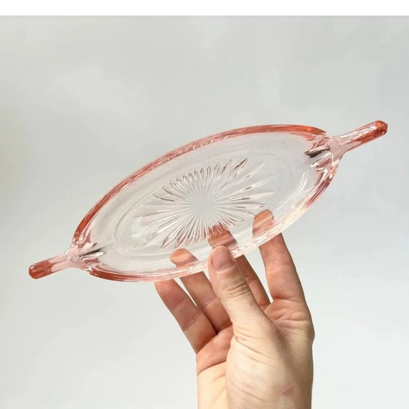Anchor Hocking Other - Pink Wheel Sunray Cut Glass Jeannette Depression Canoe Vintage Dish | Catchal
